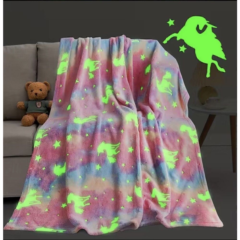 Glow In The Dark Unicorn Throw Blanket. 50”x60”. Ultra Soft. NWT.